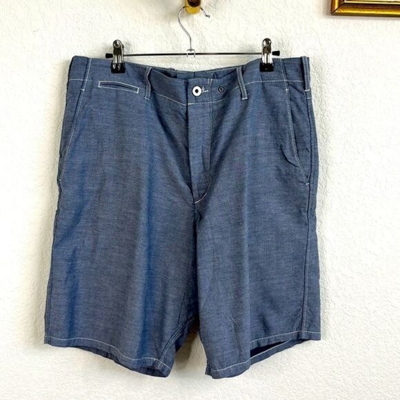 rag & bone Chambray Flat Front Twill Shorts - Picture 1 of 10